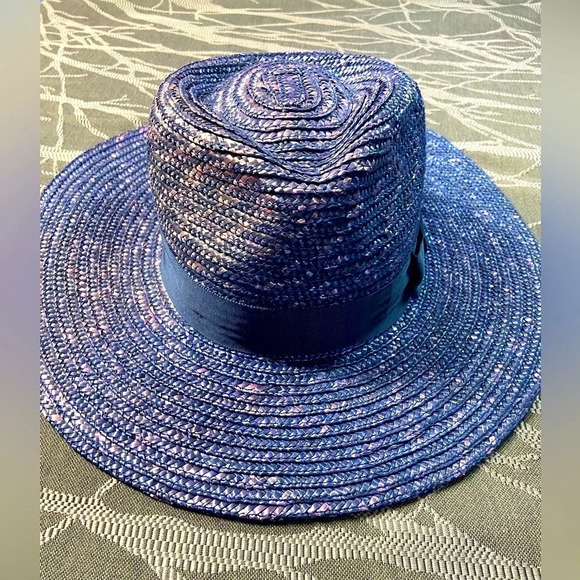 Brixton - Joanna Hat- Wide-brim Straw  Hat - Pacific Blue w/ Purple Undertones. - Picture 5 of 16